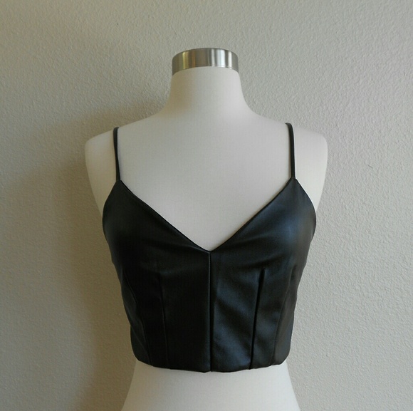 Leatherette Crop Top - Picture 2 of 6